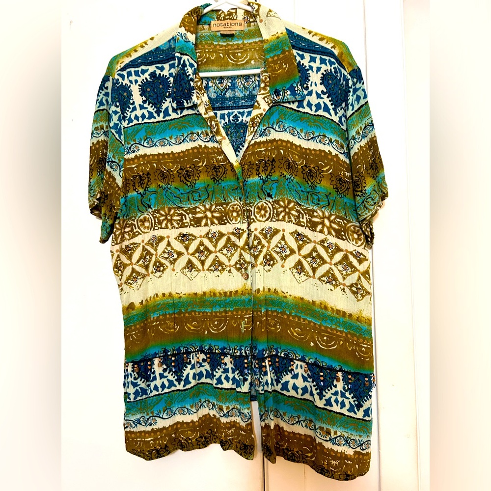 Notations shirt blouse women 1X fun print Vintage